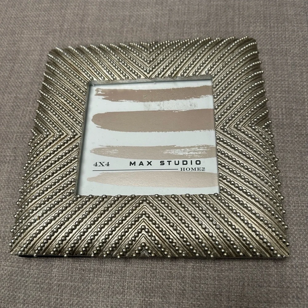 Vtg MAX STUDIO Metallic Textured Geometric Design Picture Frame #10202510